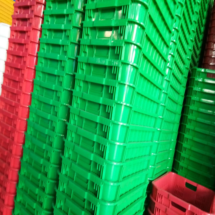 工廠直銷裝5層高加厚塑膠鐵手菜框單框可放50公斤重農(nóng)產(chǎn)品的膠框